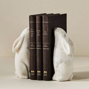 NIB Anthropologie Marble Rabbit Bookends BRAND NEW